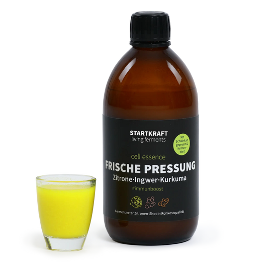 Frische Pressung Zitrone-Ingwer-Kurkuma